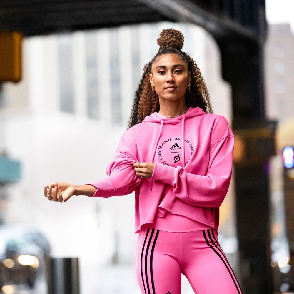 Peloton x Adidas Pink Cropped Special Edition Hoodie Sweatshirt